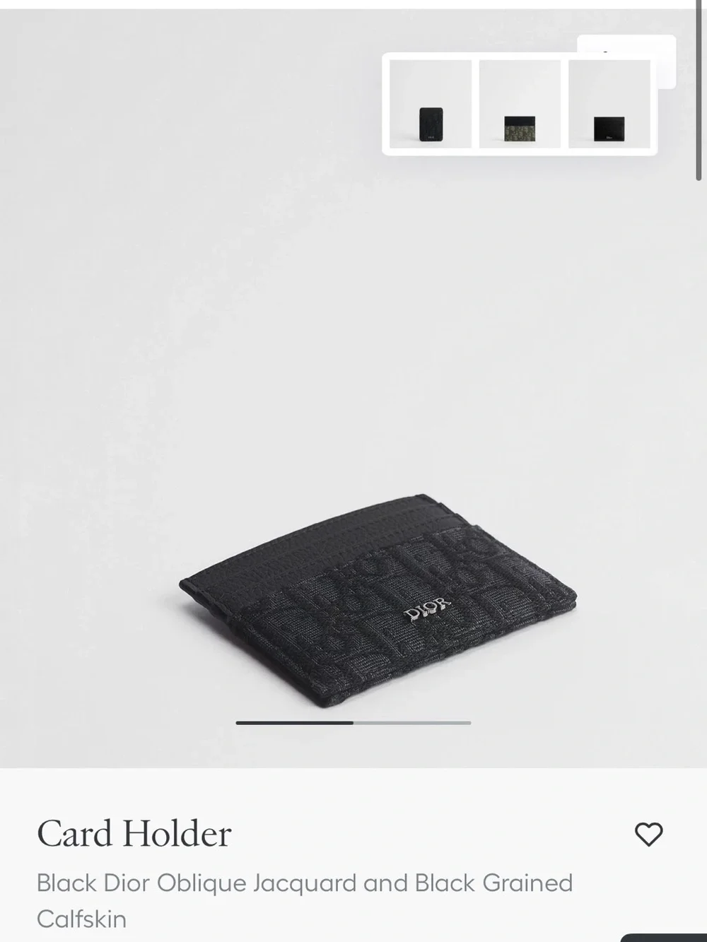 Dior Black Oblique Jacquard & Grained Calfskin Card Holder